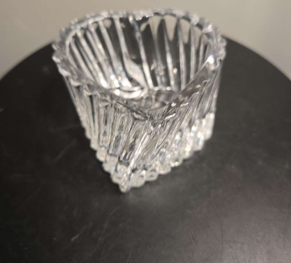 Marquis By Waterford Clear Crystal Twisted Heart Ribbed Glass Votive Candle